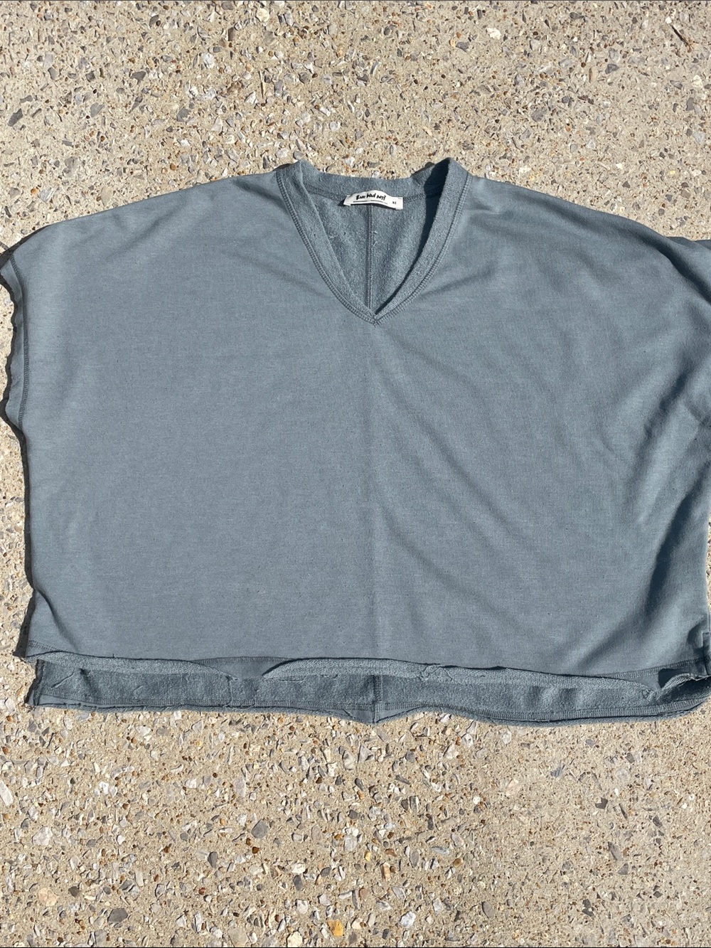 Three Bird Nest Relaxed V-Neck Tunic in Slate Blue-Green XL